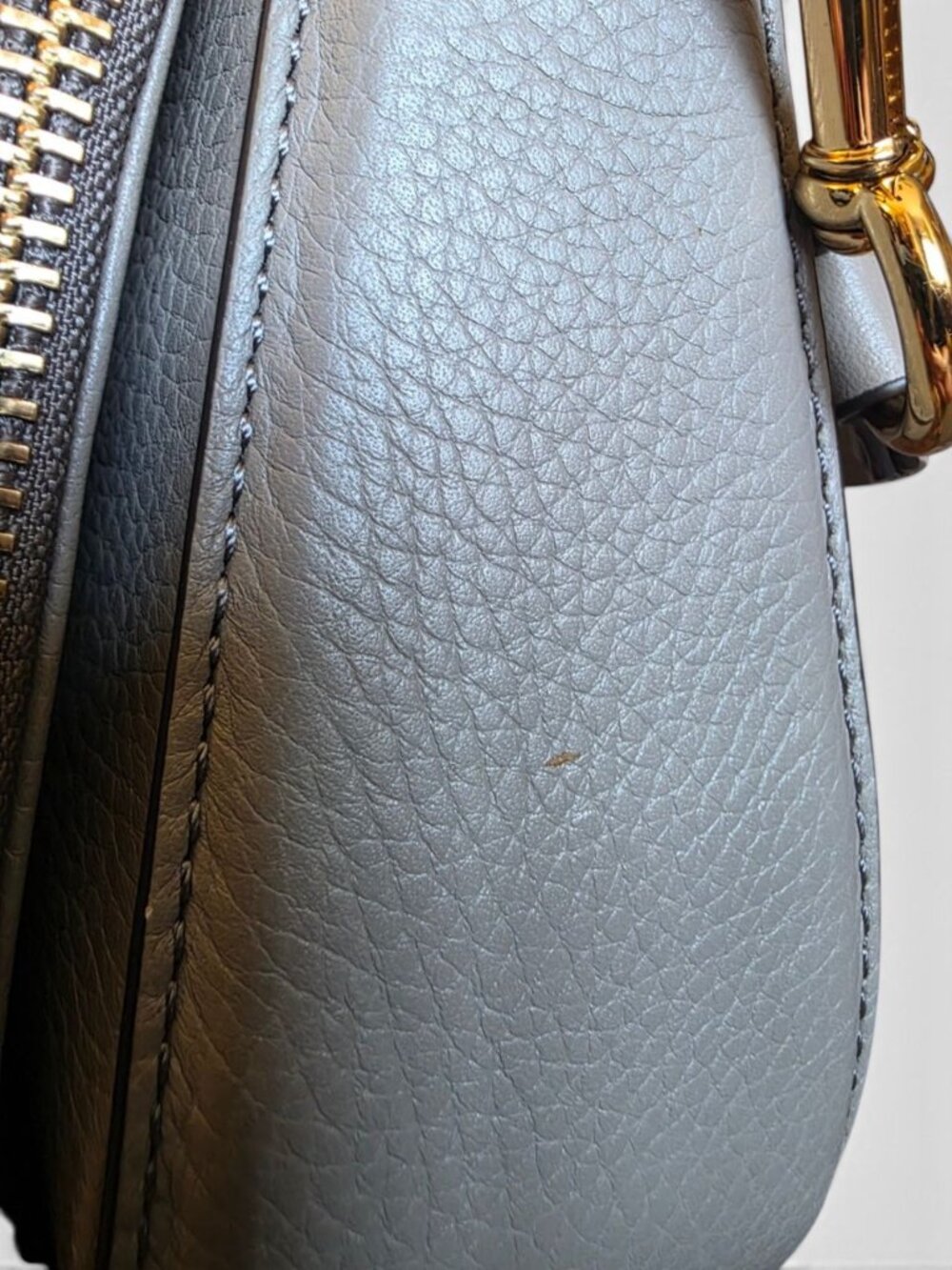 Marc Jacobs Nomad Crossbody Bag Pebbled Leather Saddle Shoulder Handbag Gray - Picture 14 of 16